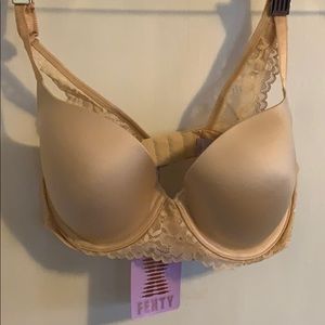 Savage X Fenty Tan Floral Lace T-Shirt Bra 32D